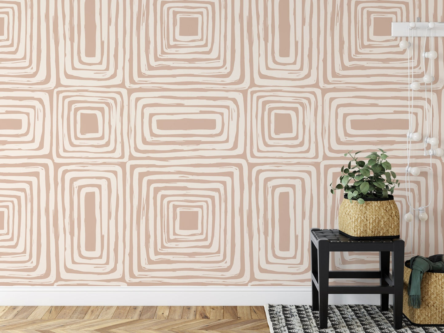 Aesthetic Contemporary pattern with abstract Minimal elegant line brush stroke shapes and line in nude colors. Pastel boho background in minimalist mid century style - OCP TINY THINGS