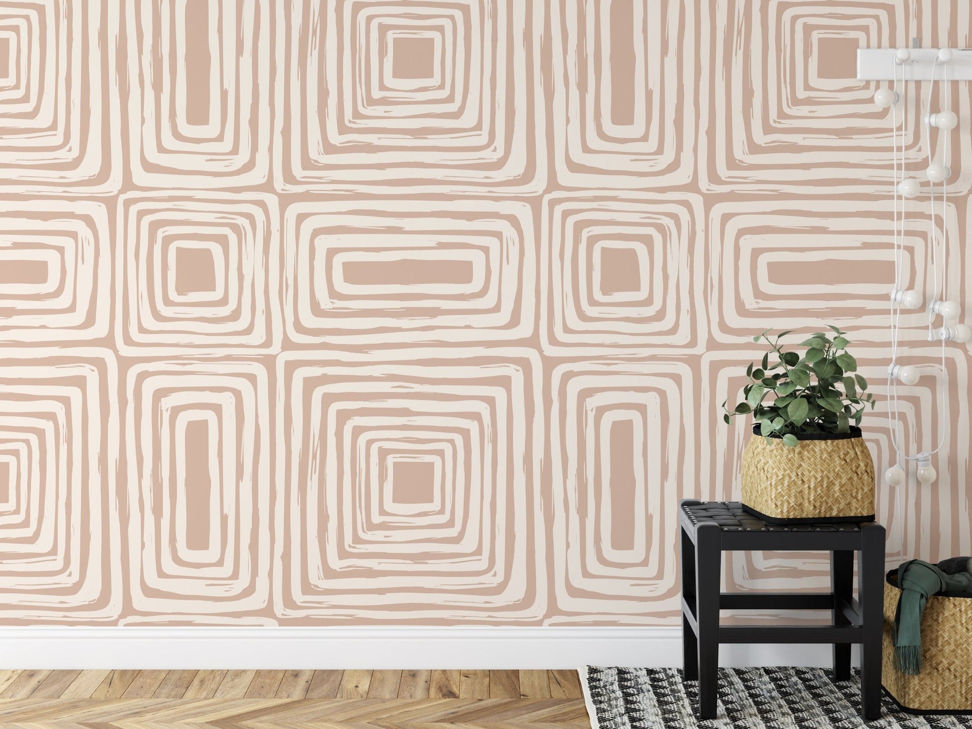 Aesthetic Contemporary pattern with abstract Minimal elegant line brush stroke shapes and line in nude colors. Pastel boho background in minimalist mid century style - OCP TINY THINGS