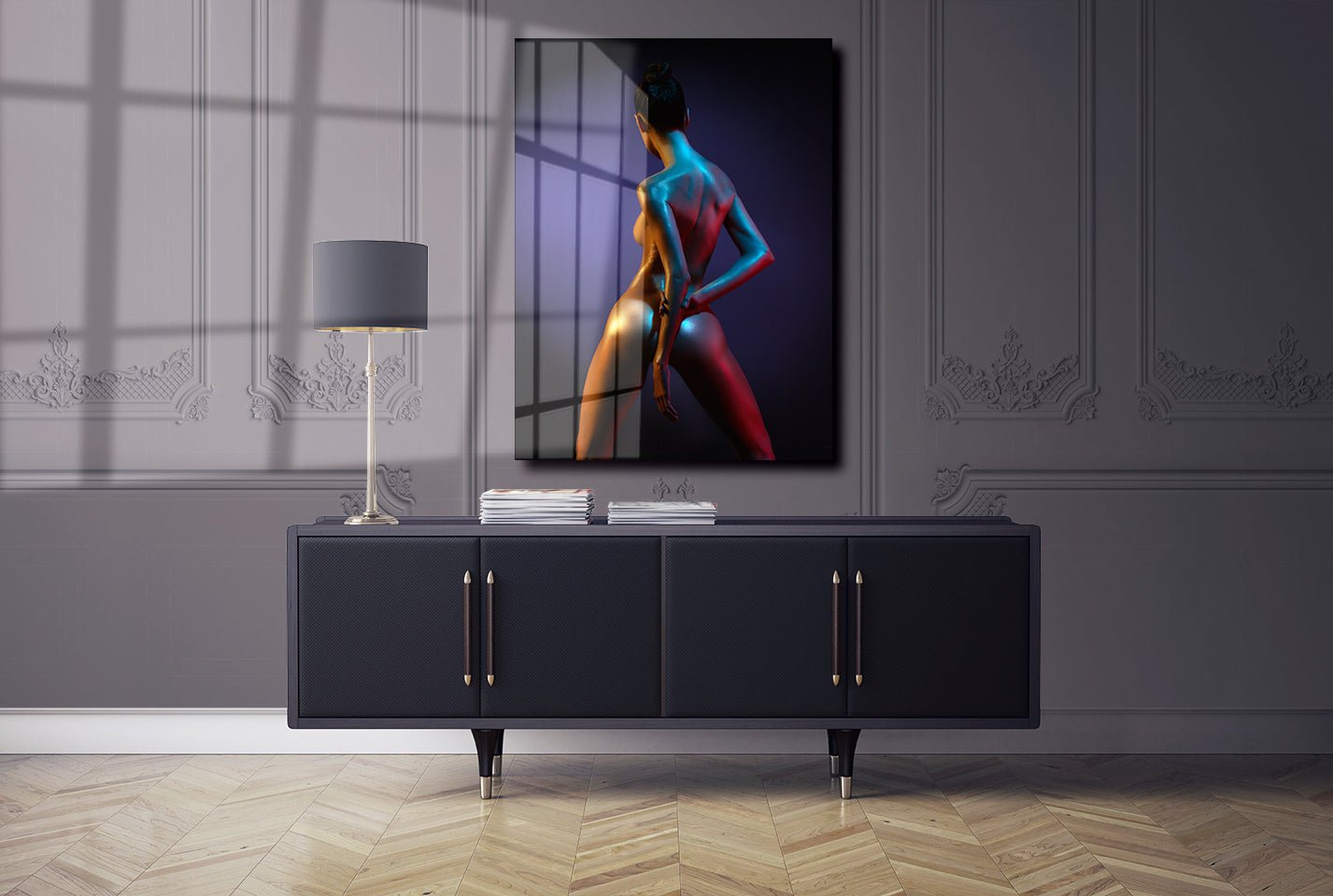 Fashion art photo of elegant nude model in the light colored spotlights 2 - OCP TINY THINGS