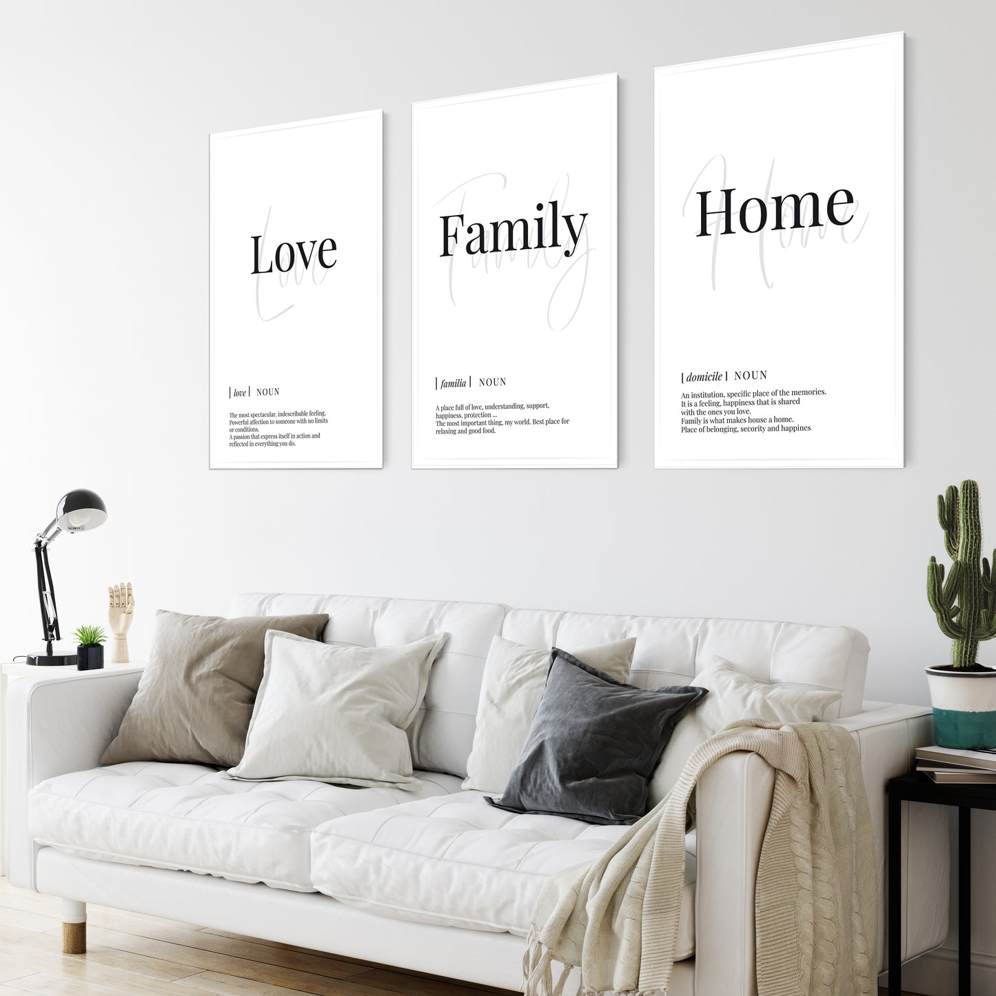 Canvas Wall Art Panel of Three Pieces Love- Family- Home