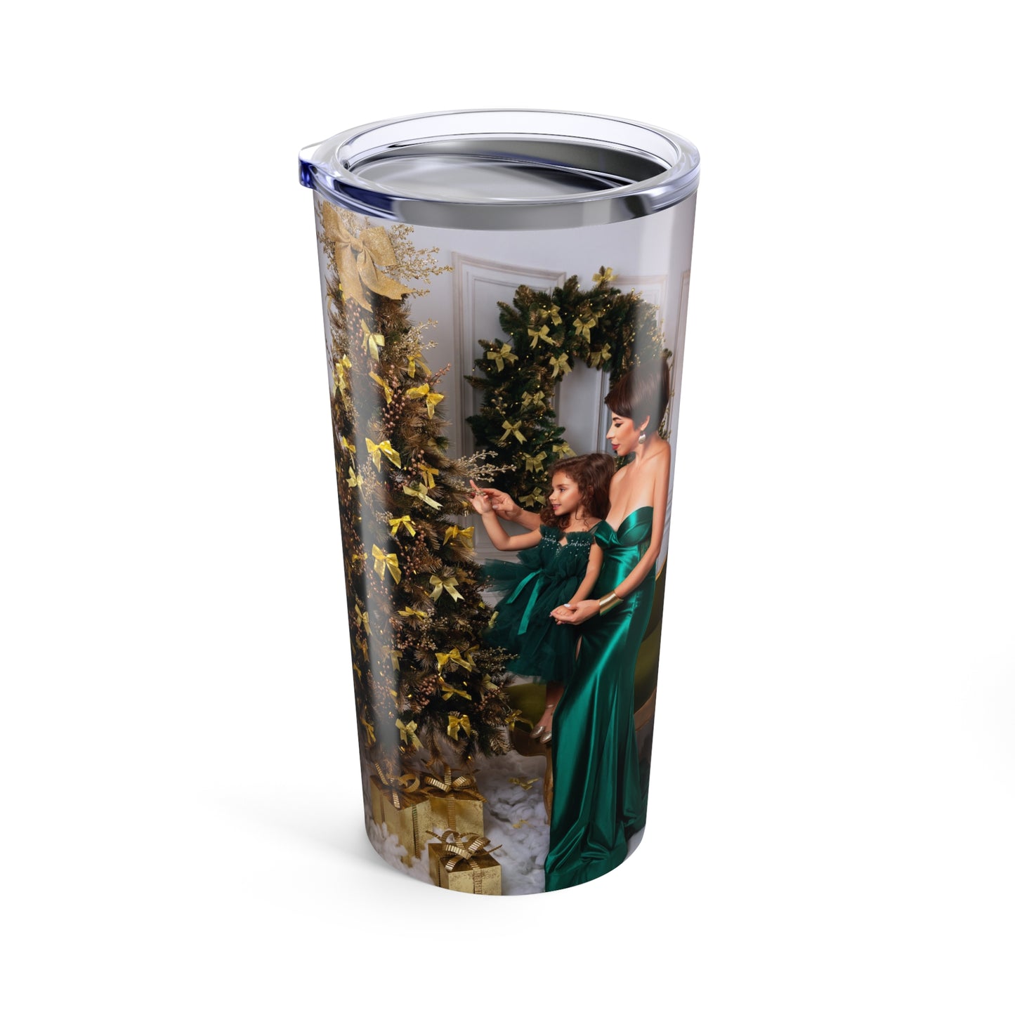 20oz Holiday Gift Tumbler — Festive Red & Green Christmas Party Design