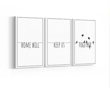 Canvas Wall Art Panel of Three Pieces Home- Keep Us- Together