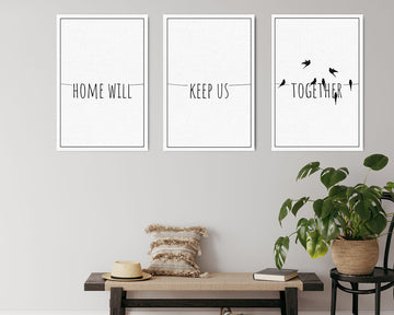 Canvas Wall Art Panel of Three Pieces Home- Keep Us- Together