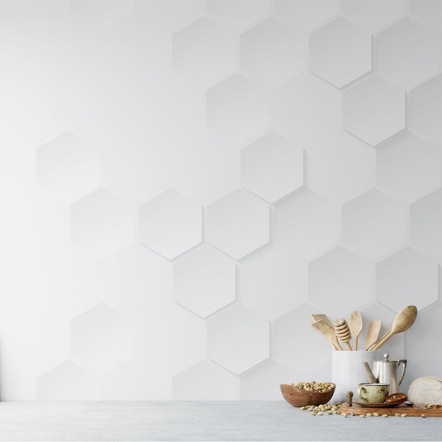 Abstract White Hexagons Background - OCP TINY THINGS