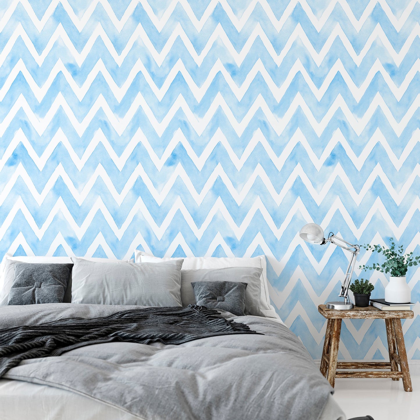Blue chevron watercolor seamless pattern - OCP TINY THINGS