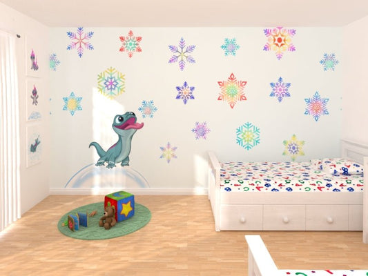Bruni Frozen Wallpaper, Frozen Inspired Snowflake Wall Mural, Winter Decor, Disney Room Decoration, Self Adhesive, Peel and Stick Wallpaper. - OCP TINY THINGS
