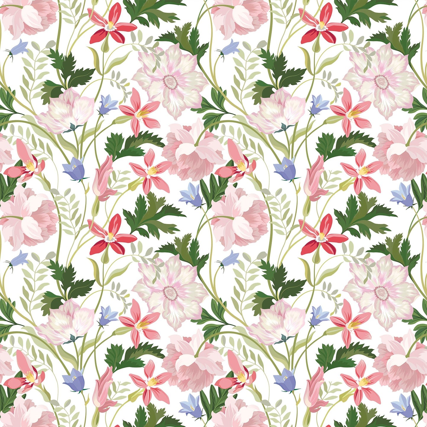 Floral seamless pattern, with tropical flowers and leaves. - OCP TINY THINGS