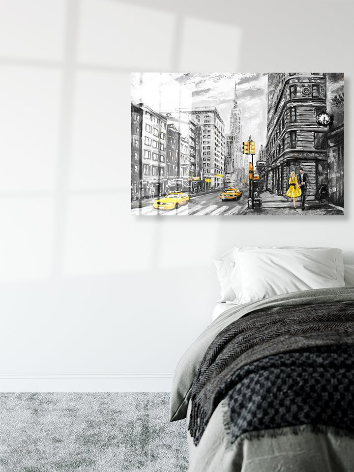 Modern Artwork, New York in gray and yellow colors, illustration New York 3 - OCP TINY THINGS