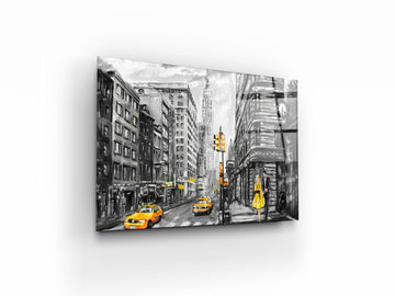 Modern Artwork, New York in gray and yellow colors, illustration New York 3