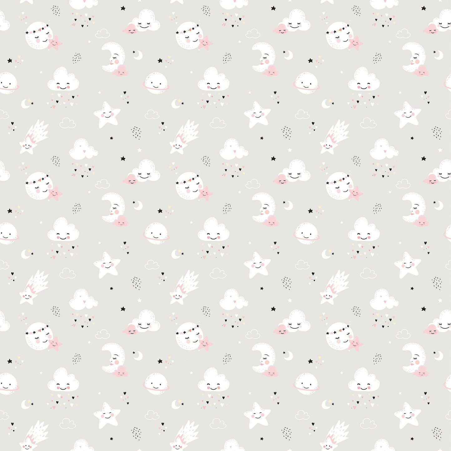 Moons and Clouds Gray Pattern - OCP TINY THINGS