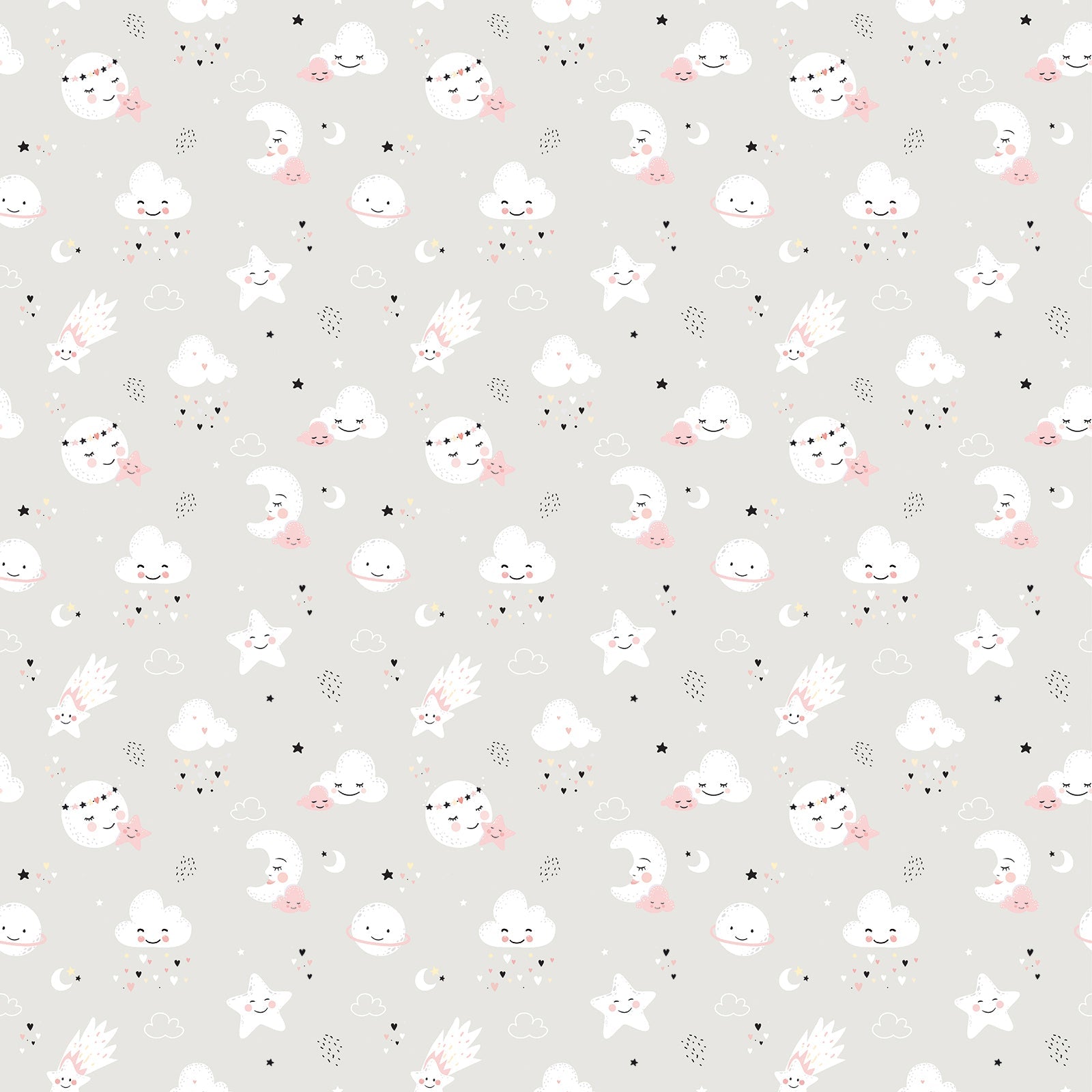 Moons and Clouds Gray Pattern - OCP TINY THINGS