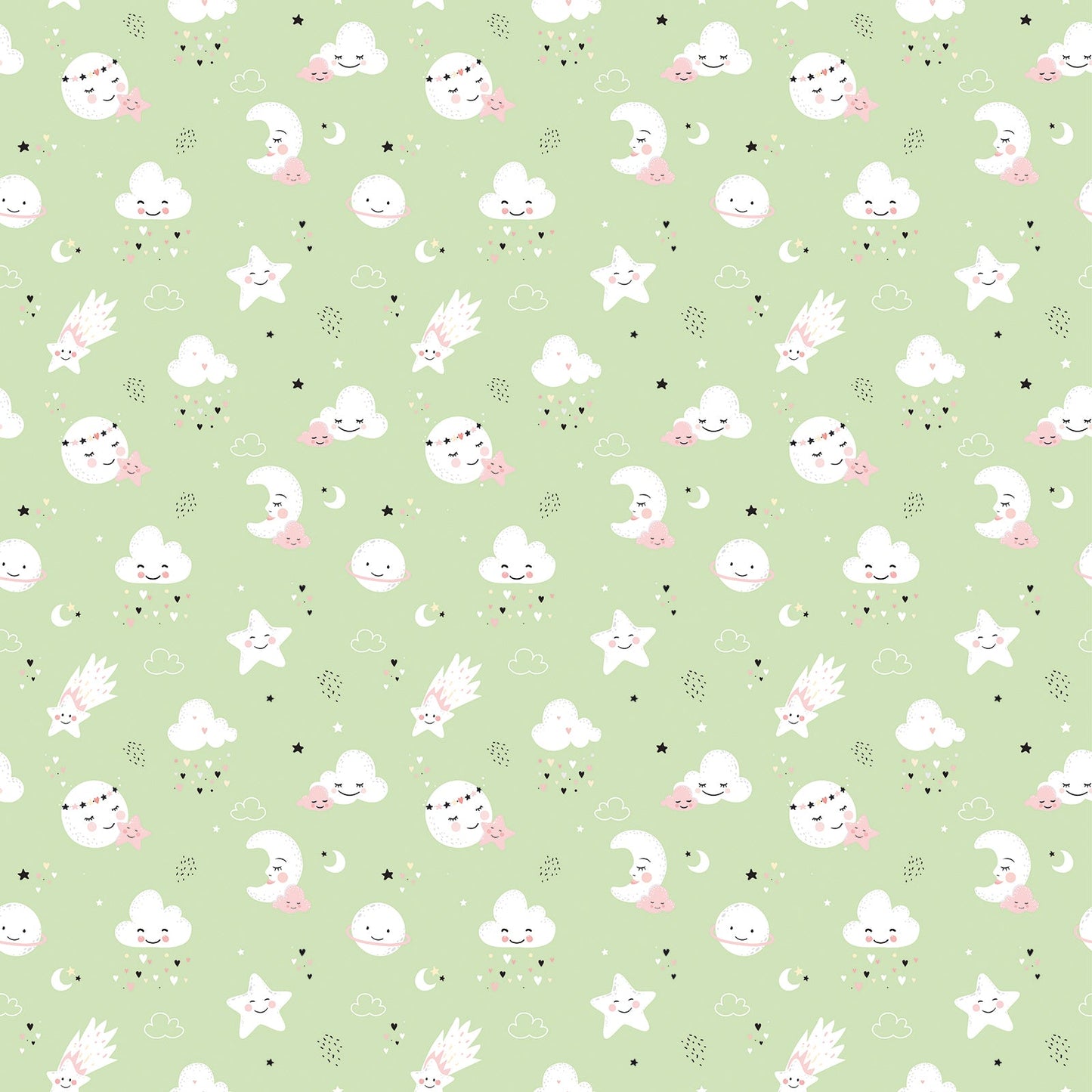 Moons and Clouds Green Pattern - OCP TINY THINGS