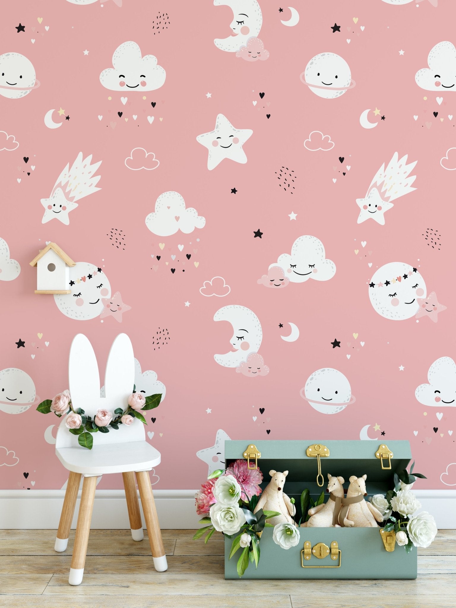 Moons and Clouds Pink Pattern - OCP TINY THINGS