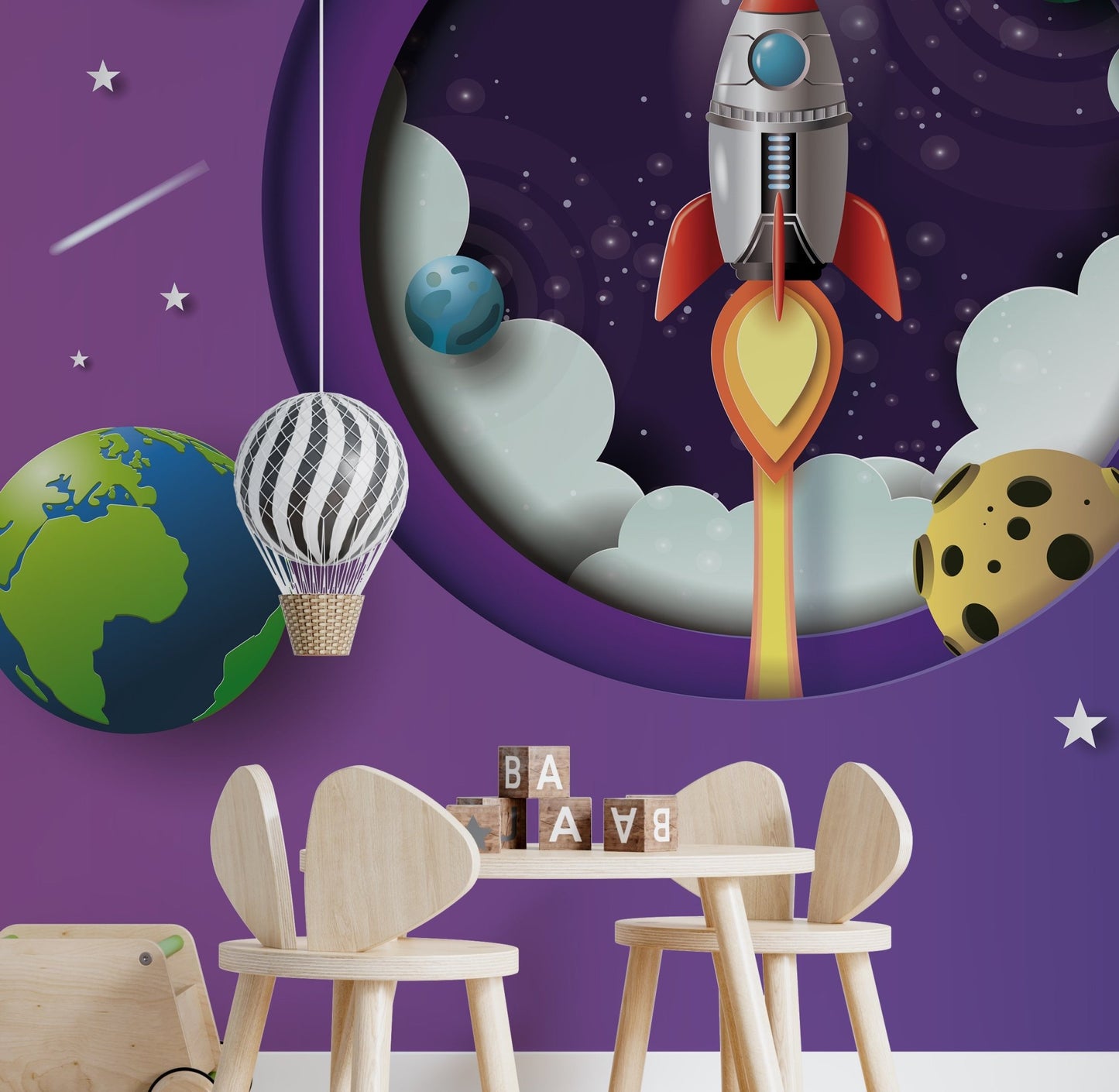 Paper art style of rocket flying in space, start up concept, flat-style illustration - OCP TINY THINGS