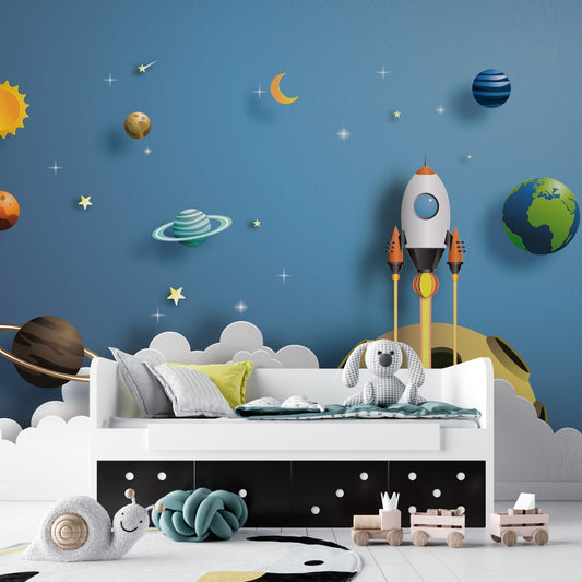 Paper art style of rocket flying in space, start up concept, flat-style illustration. - OCP TINY THINGS