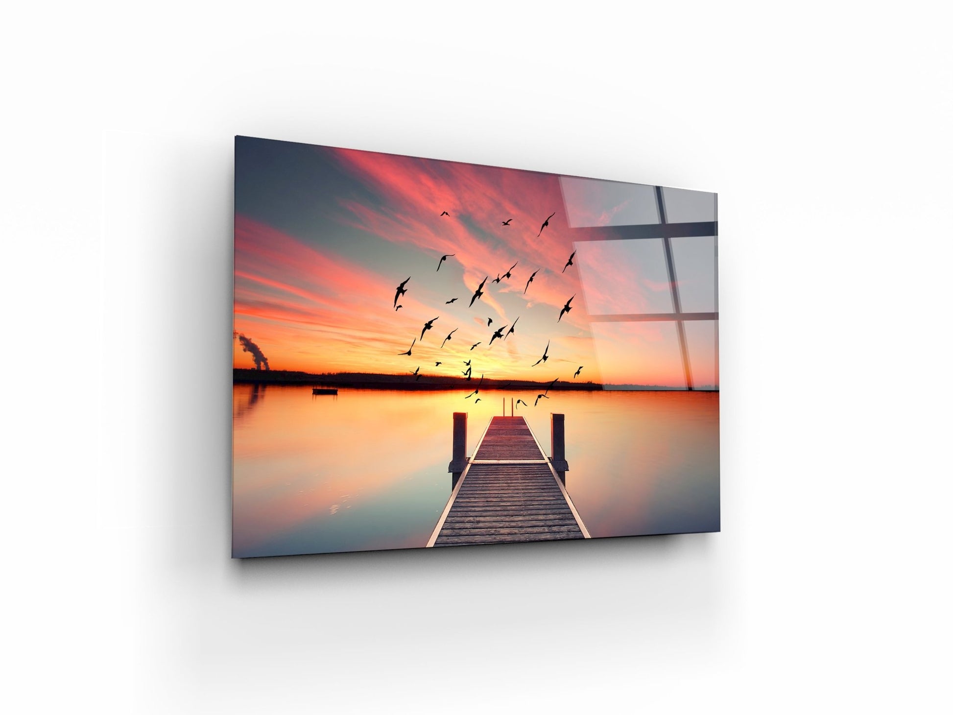 Perspective view of a wooden pier on the pond at sunset - OCP TINY THINGS