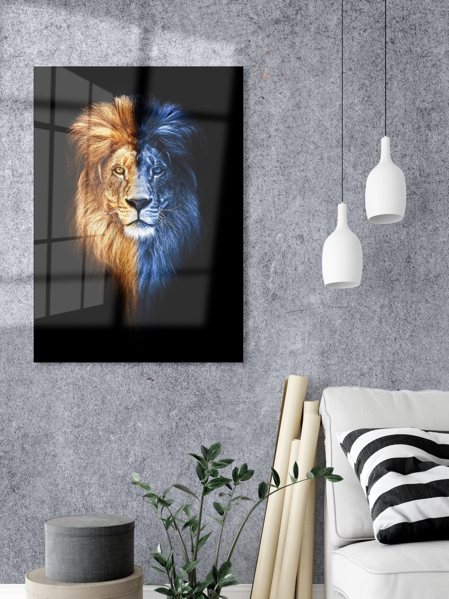 Portrait of a Beautiful lion, lion in dark - OCP TINY THINGS
