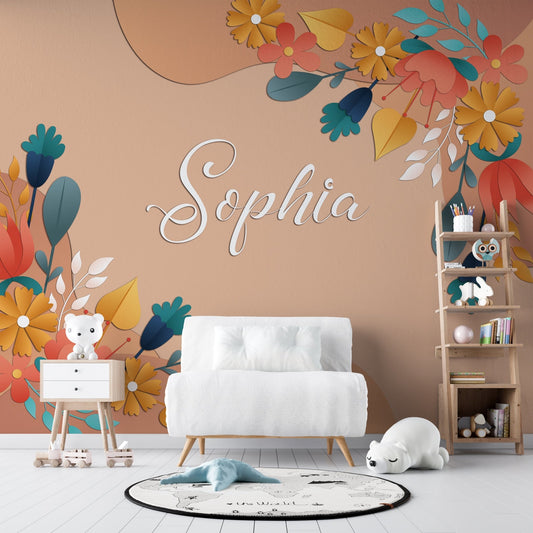 spring floral background with baby name fall color background various colored flowers - OCP TINY THINGS