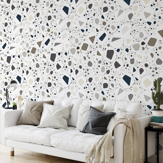 Terrazzo Soft rounded elements. Neutral colors on white. Thousands of random non-overlapping elements. - OCP TINY THINGS