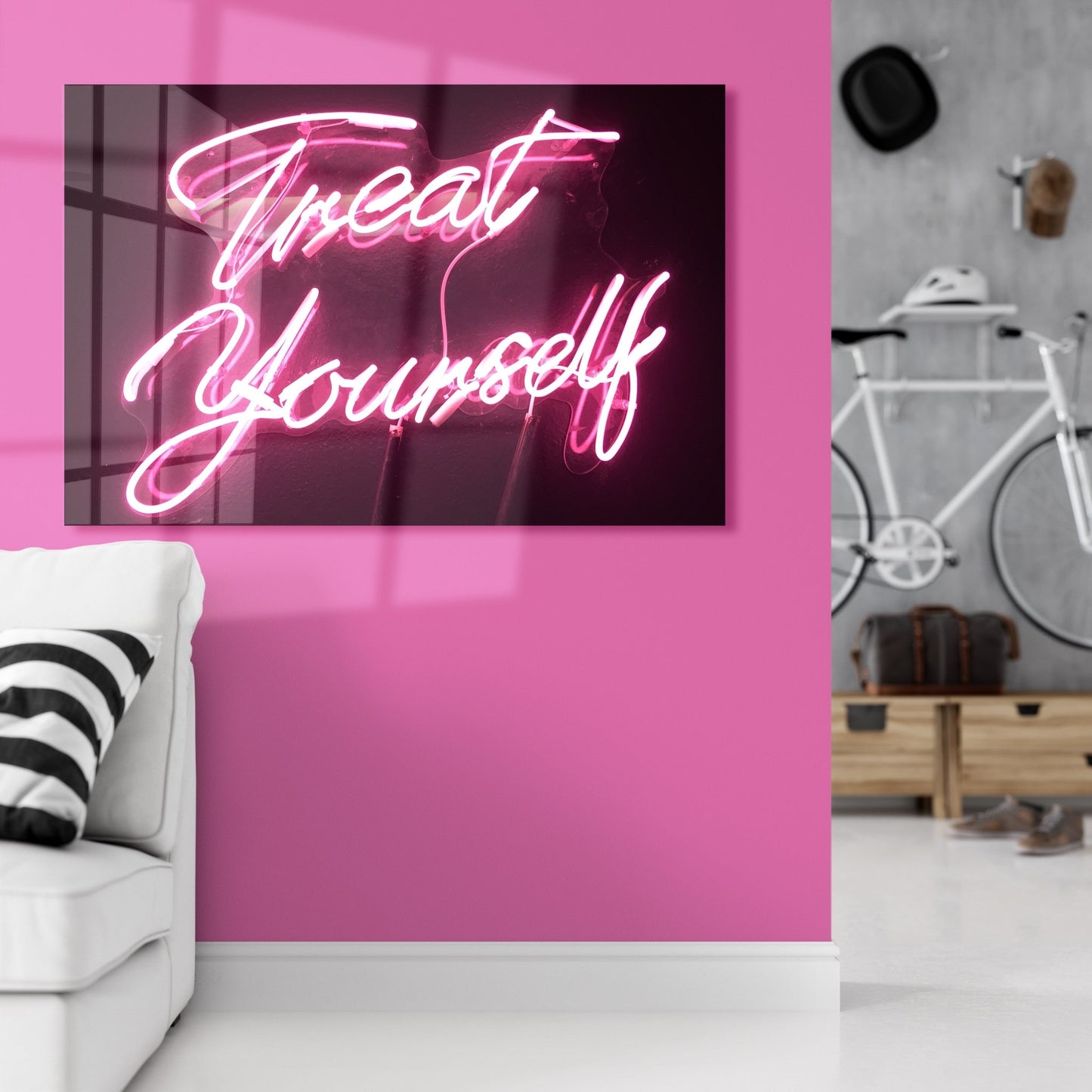 Treat Yourself cursive pink neon sign III - OCP TINY THINGS