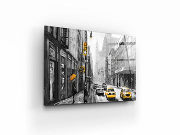 Yellow taxi, modern Artwork, illustration New York 2